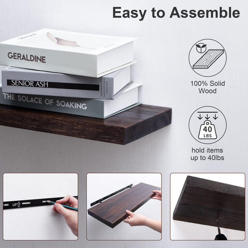 Latitude Run® 48" W Rustic Solid Pine Wood Wall Mounted Floating